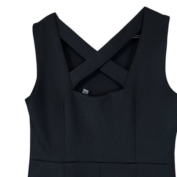 T Tahari Crossback V Neck Sleeveless Zip Cocktail Career Dress Black Size 6 - Picture 5 of 9